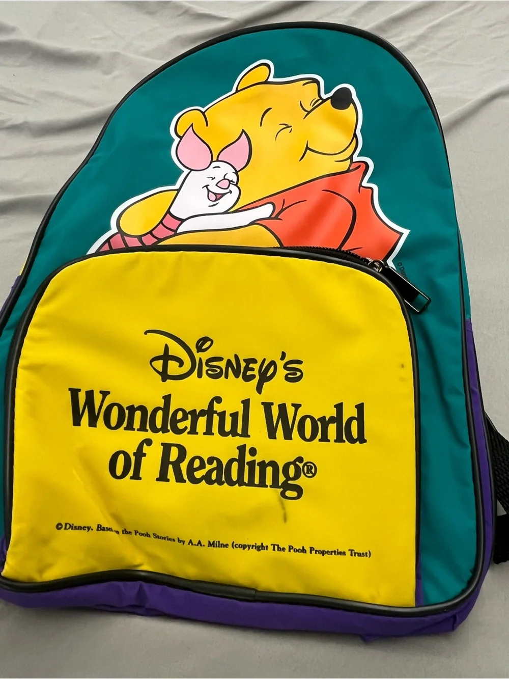 Vintage Disney Kids' Winnie the Pooh & Piglet Teal and Yellow Backpack